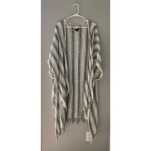 American Eagle Blue White Striped Kimono One Size